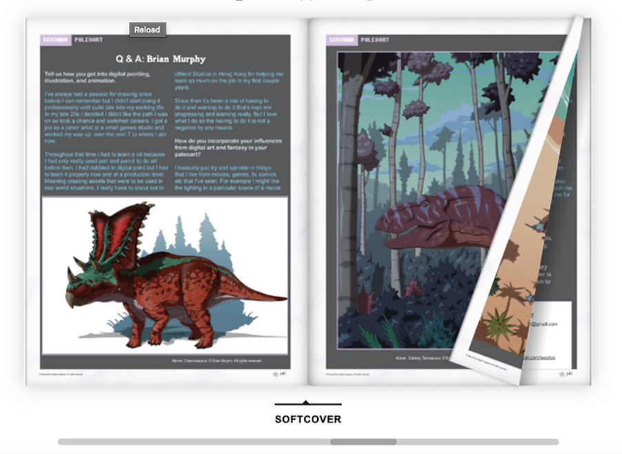 Paleoart featured in print science communication magazine.